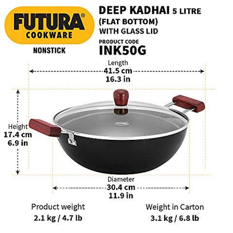 FUTURA INK50G Kadai, 5 Litre, Black