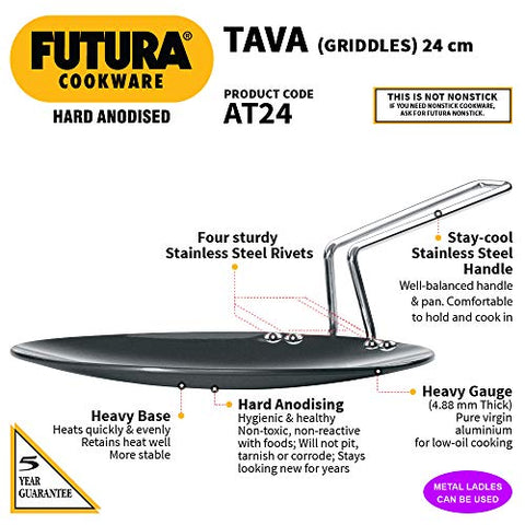 Hawkins-Futura Hard Anodized Concave Griddle Tava, 9.5-Inch Diameter