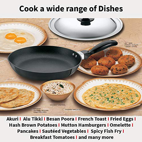 Futura Non-Stick 10-Inch Frying Pan Indian Style with Stainless Steel Lid