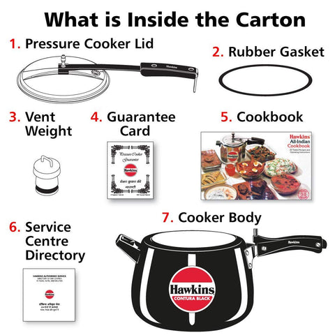Hawkins 6.5 Litre Contura Black Pressure Cooker, Hard Anodised Inner Lid Cooker, Handi Cooker, Black (CB65)