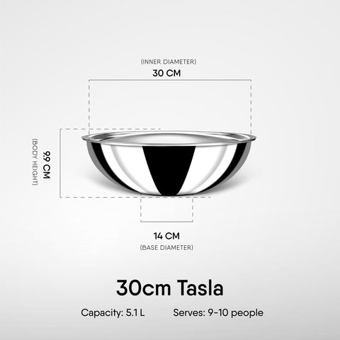 Stahl Triply Stainless Steel Artisan Tasla Without Lid, 4630, 30cm, 1-Piece, Silver (Serves 1 Person)