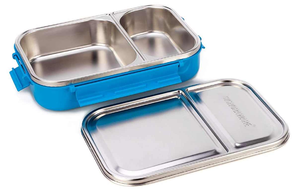 Signoraware Stainless Steel Slim Lunch Box with Lid (1000 ml, Blue)