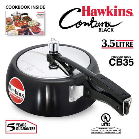Hawkins Contura Hard Anodised Aluminium Inner Lid Pressure Cooker, 3.5 Litres, Black