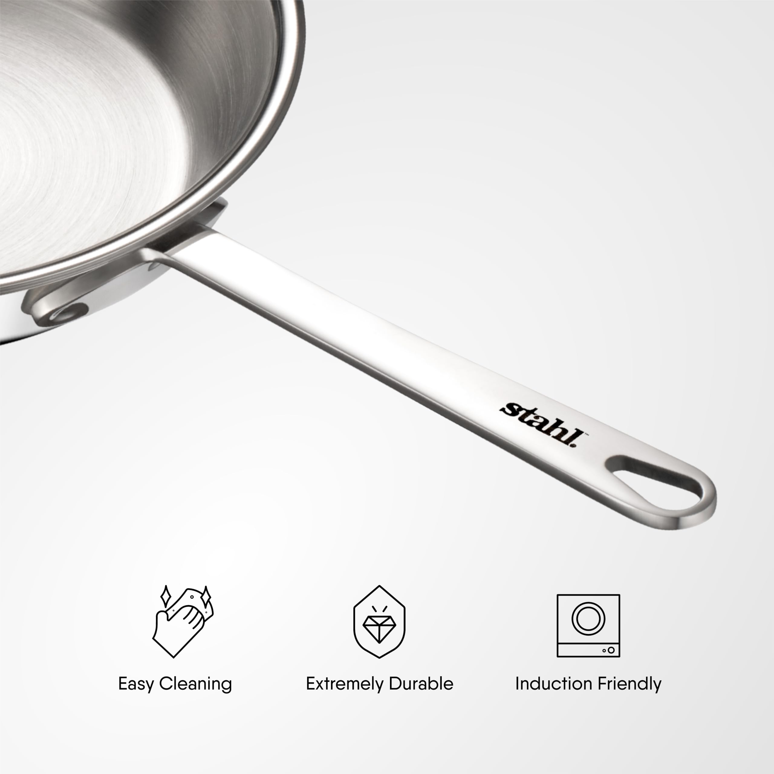 Stahl Triply Stainless Steel Mini Fry Pan Without Lid | Induction Base Stainless Steel Pan | Mikro 4410, Dia 12 cm, 240 ML (Serves 1 Person)