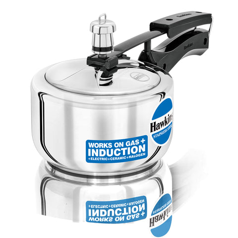 Hawkins 1.5 Litre Inner Lid Pressure Cooker, Stainless Steel Cooker, Induction Cooker, Small Cooker, Silver (HSS15)