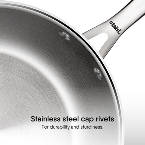 Stahl Triply Stainless Steel Pan | Stainless Steel Frying Pan with Lid | Fry Pan with Induction Base| Artisan 4420, Dia 20 cm, 1.3L (Serves 2 People)