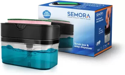 Semora Soap Dispenser, Liquid Dispenser Pump 300 ML with Sponge Holder for Kitchen 300 ml Liquid Dispenser (Multicolor)